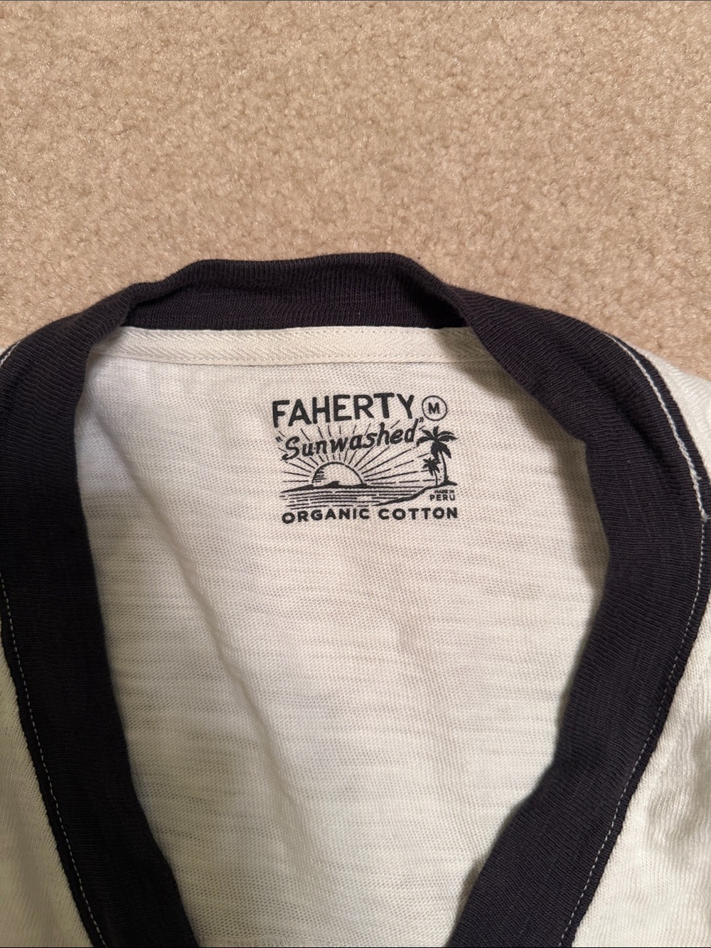 Faherty V-Neck Tee with Black Trim - Picture 2 of 2